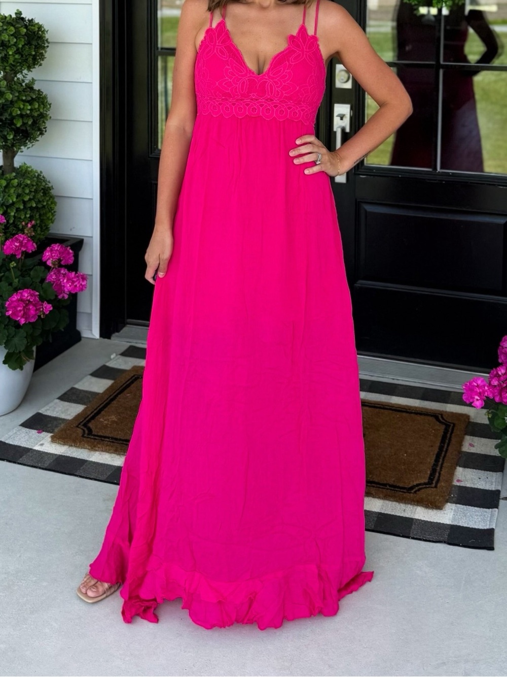 Fuchsia Floor Length Maxi with ruffle hem